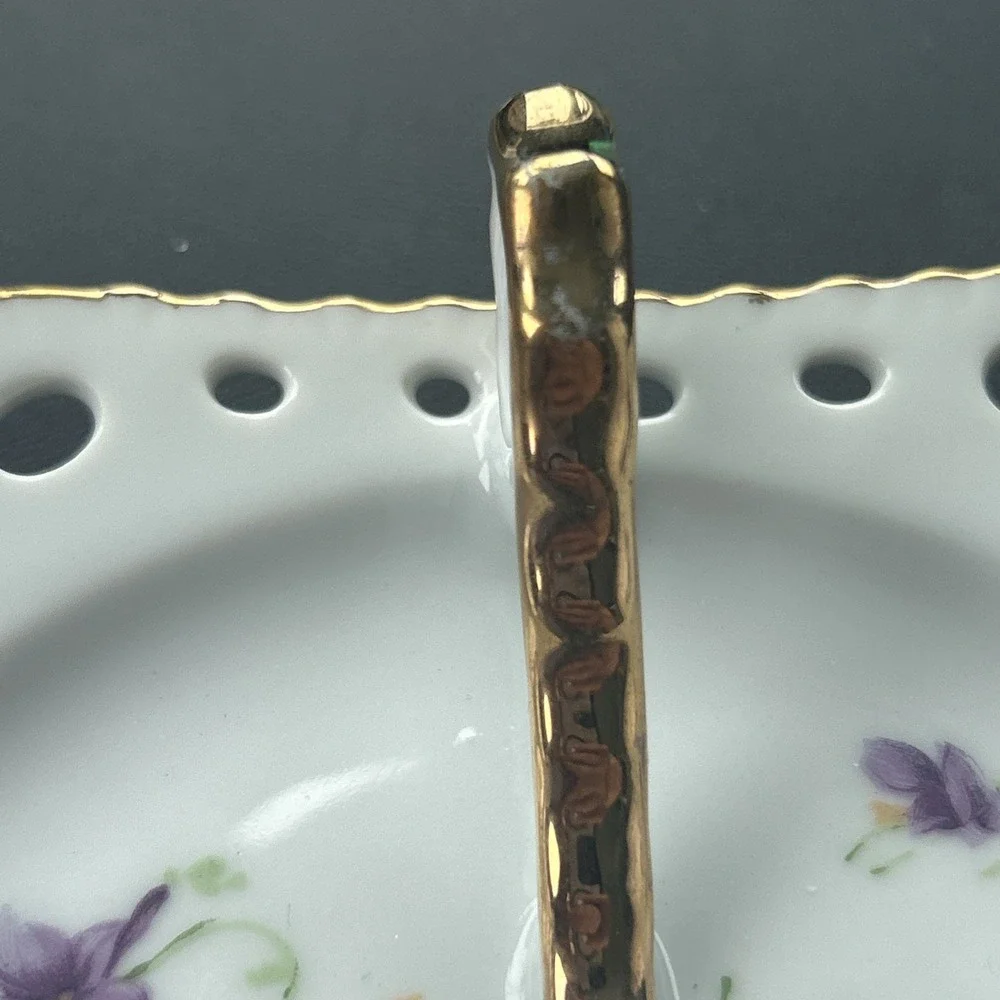 VINTAGE NORCREST SWEET VIOLET Lemon Plate Gold Handled (MODEL 5/482) Japan